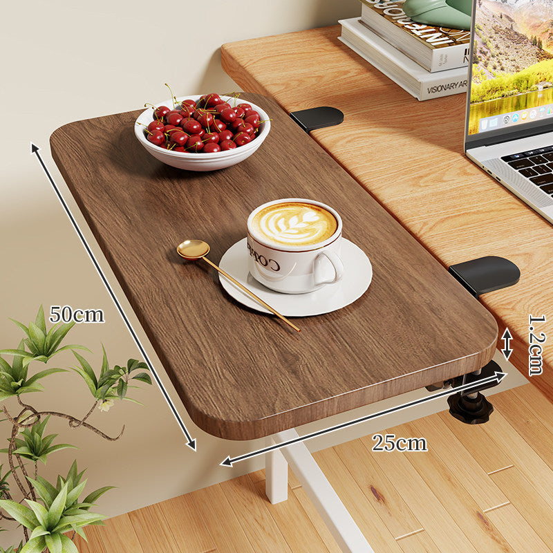 Clamp-On Expandable Desk Side Table Shelf with Wide Smooth Surface and Slim Adjustable Clamp