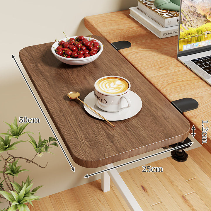 Clamp-On Expandable Desk Side Table Shelf with Wide Smooth Surface and Slim Adjustable Clamp