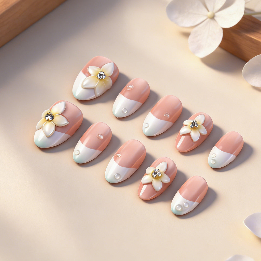 Elegant Floral Press-On Nail Set Stornfield