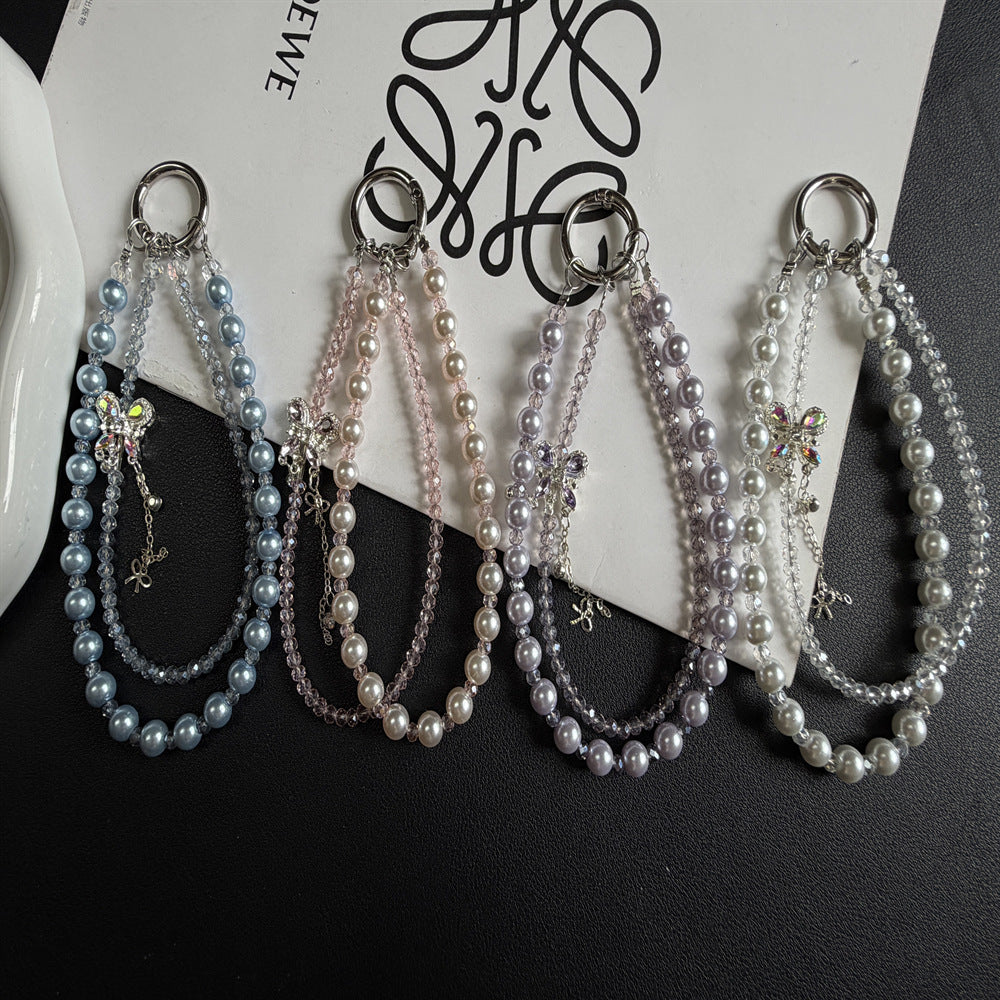 Elegant Pearl and Crystal Charm Phone Lanyard Stornfield
