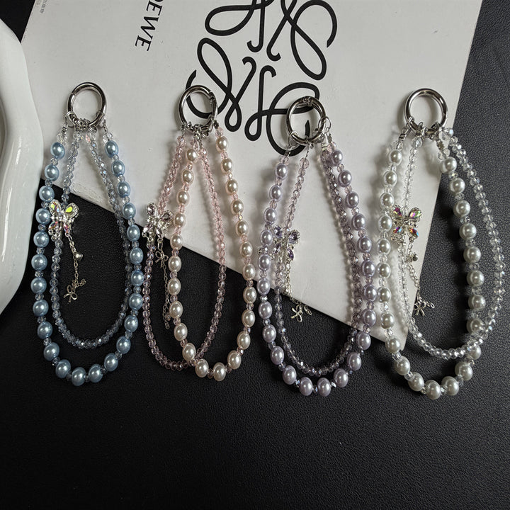 Elegant Pearl and Crystal Charm Phone Lanyard Stornfield