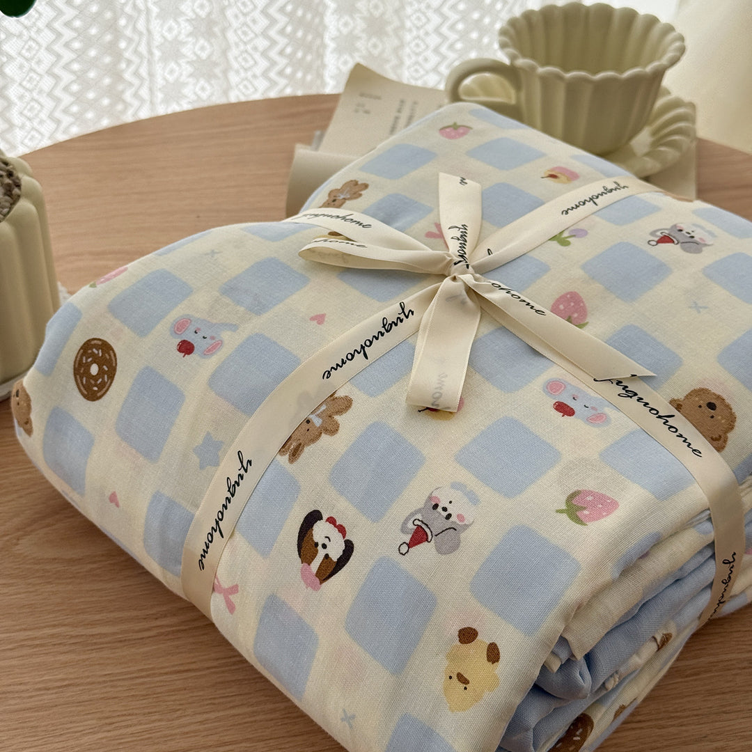 Floral-Print Cotton-Linen Duvet Cover Gift Set with Reversible Finish and Deep-Corner Ties
