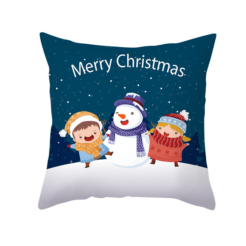 Festive Christmas Decorative Throw Pillow Cover with Holiday Gift and Snowflake Print