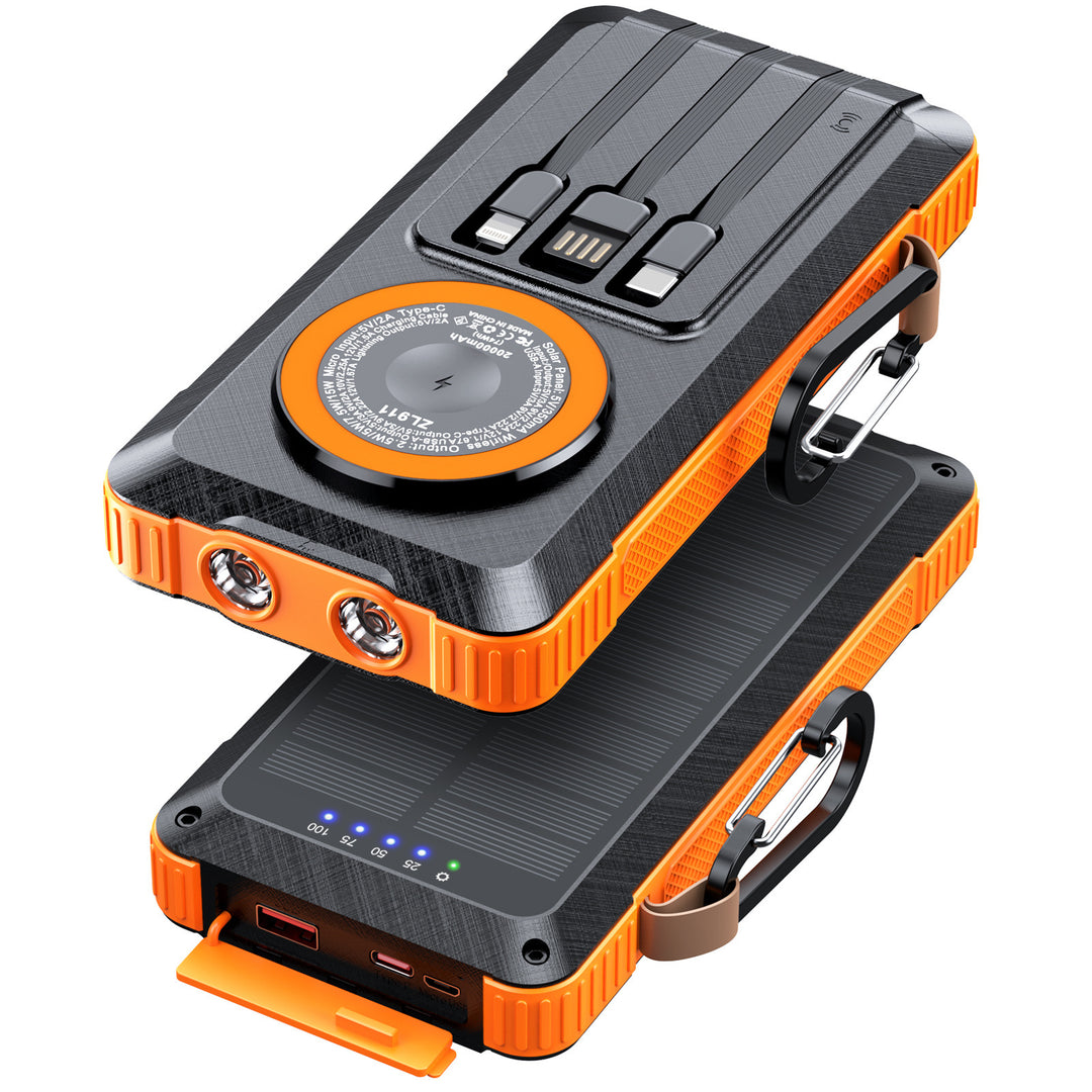Solar Powerbank with Multifunctional LED Light and Integrated Charging Cable Stornfield