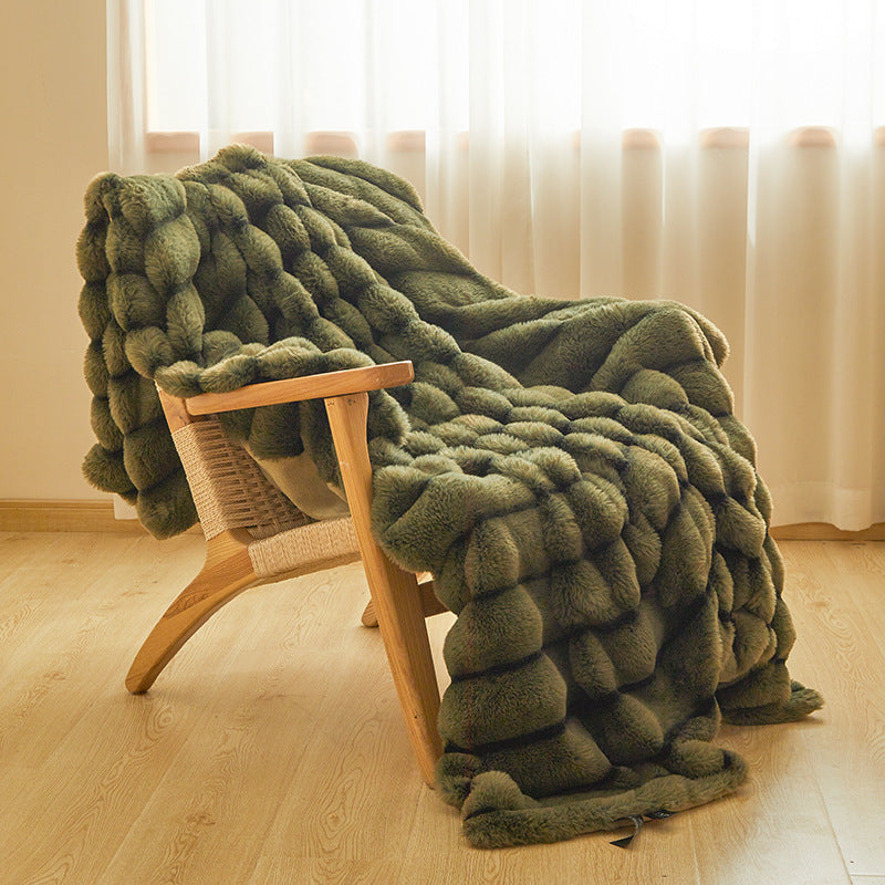 Oversized Luxurious Faux Fur Throw Blanket with Deep Plush Pile for Sofa and Bed