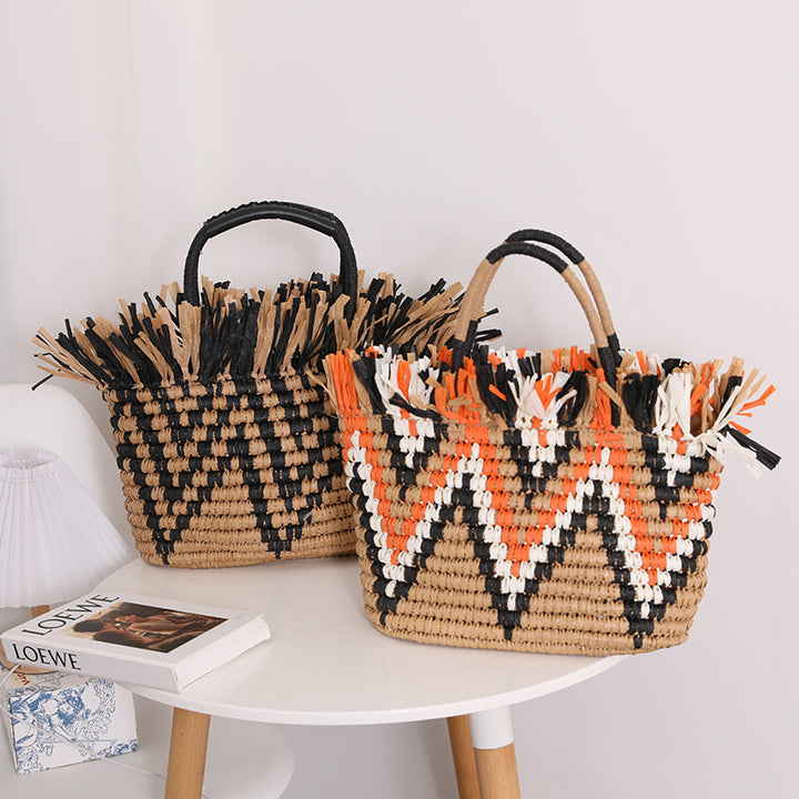 Stylish straw bag with eye-catching pattern Stornfield