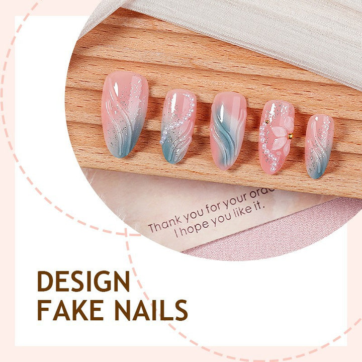 Artificial nail set with floral design and delicate accents Stornfield