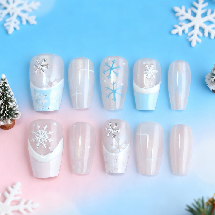 Stylish Winter-Themed Press-On Nails Stornfield