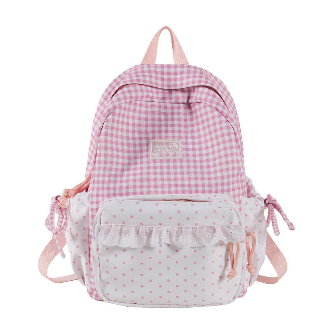 Playful Gingham and Polka Dot Backpack Stornfield