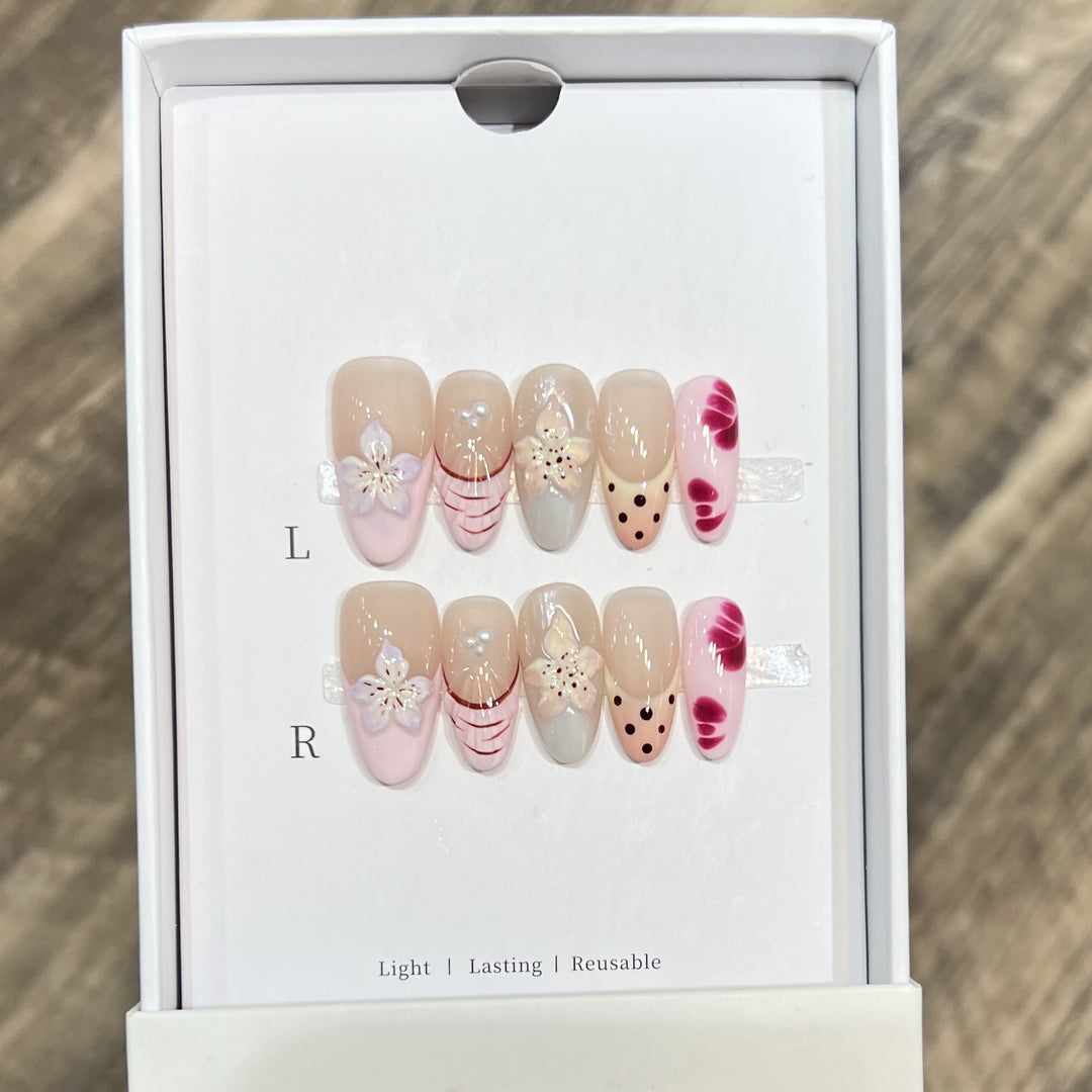 Floral and Polka Dot Press-On Nail Set Stornfield