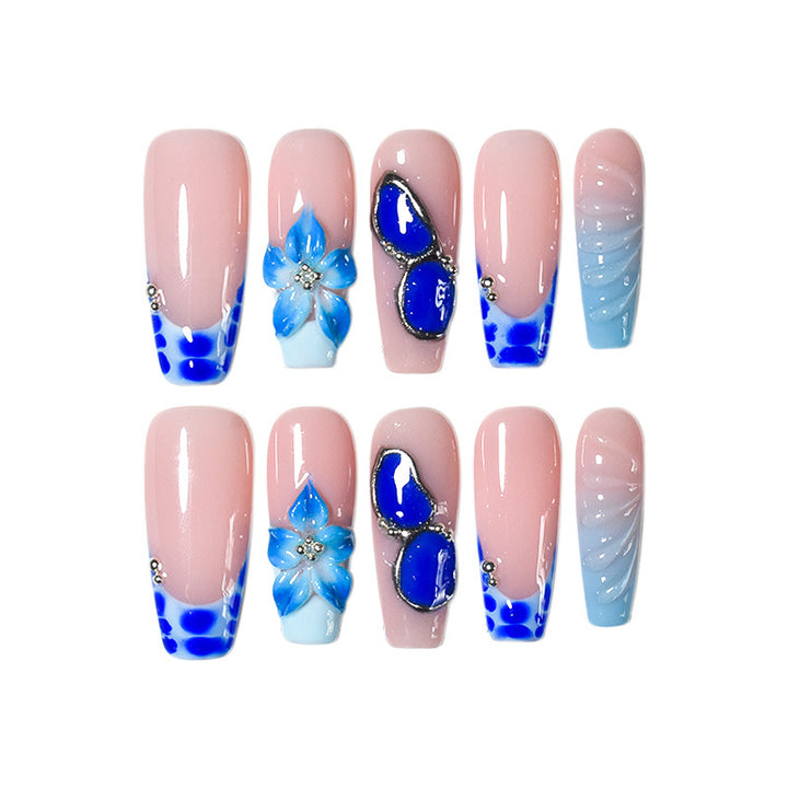 Artistic Floral Acrylic Nail Extensions Stornfield
