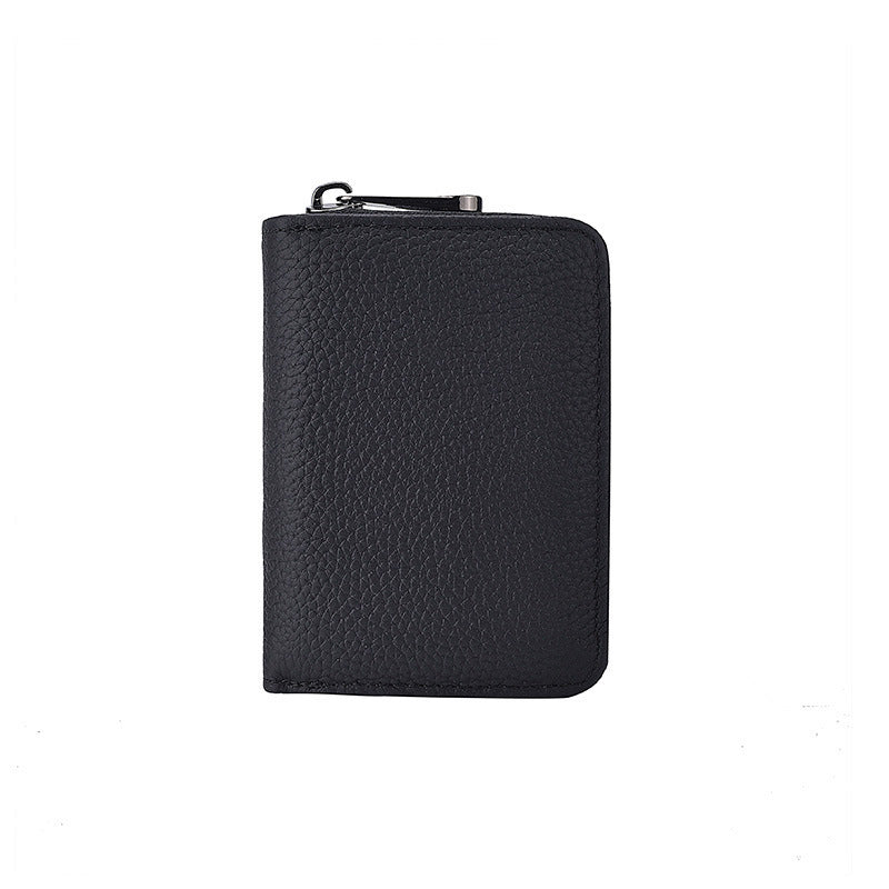 Compact Zippered Leather Wallet
