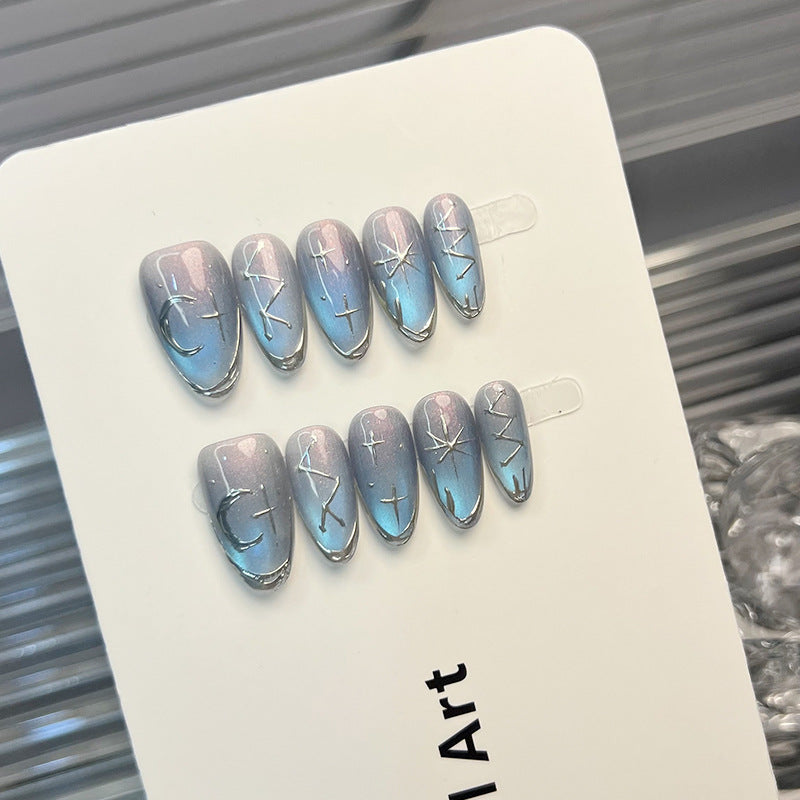 Celestial Themed Press-On Nail Art