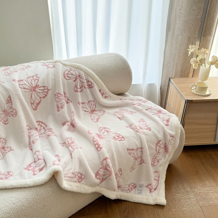 Soft Plush Butterfly Print Throw Blanket