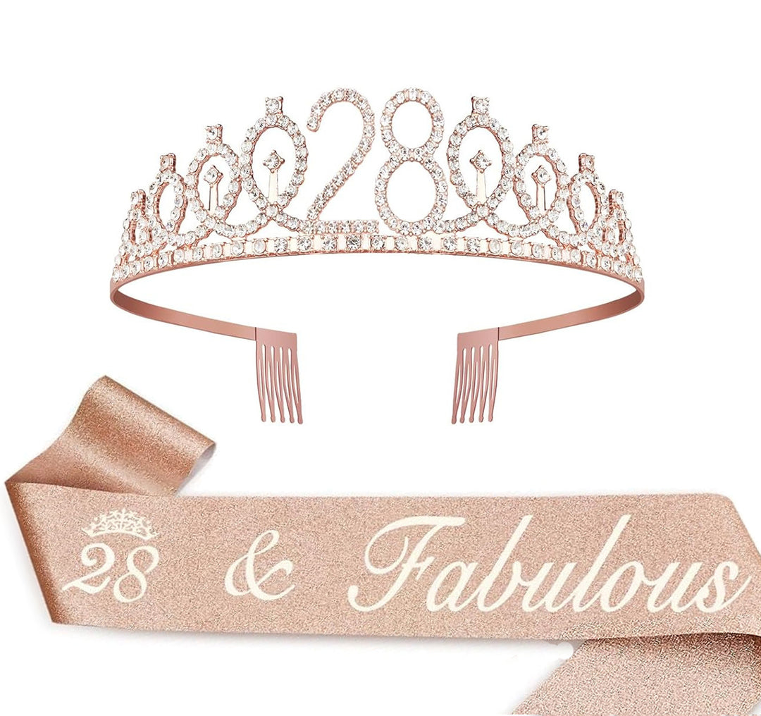 Ladies Crystal Princess Crown with 30 & Fabulous lettering Stornfield