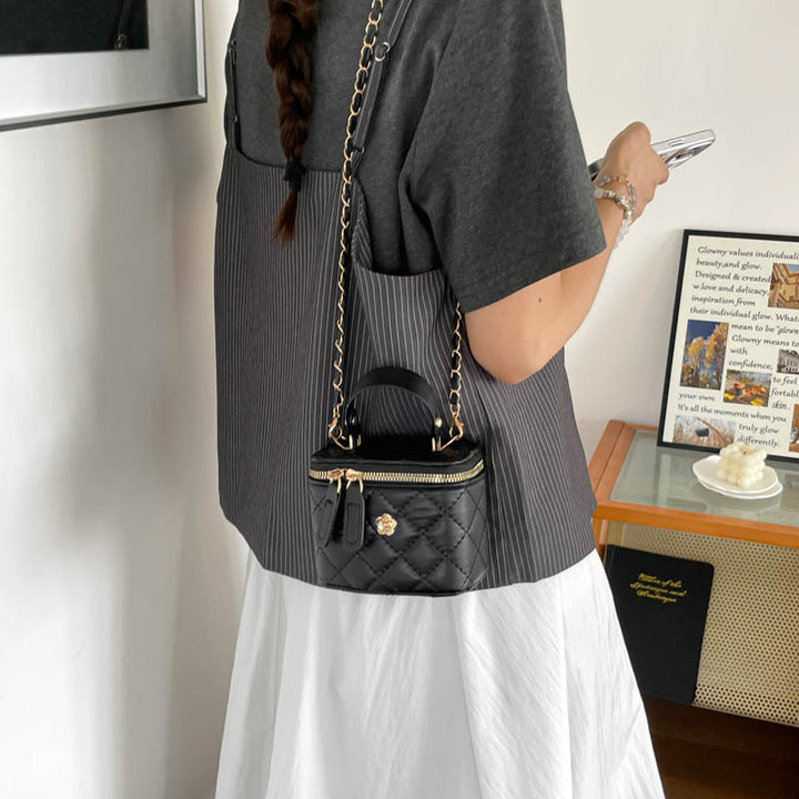 Quilted Faux Leather Mini Crossbody Bag