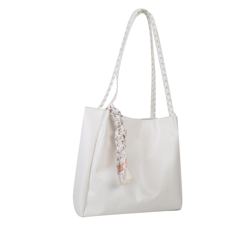 Glossy Faux Leather Tote Bag with Braided Straps