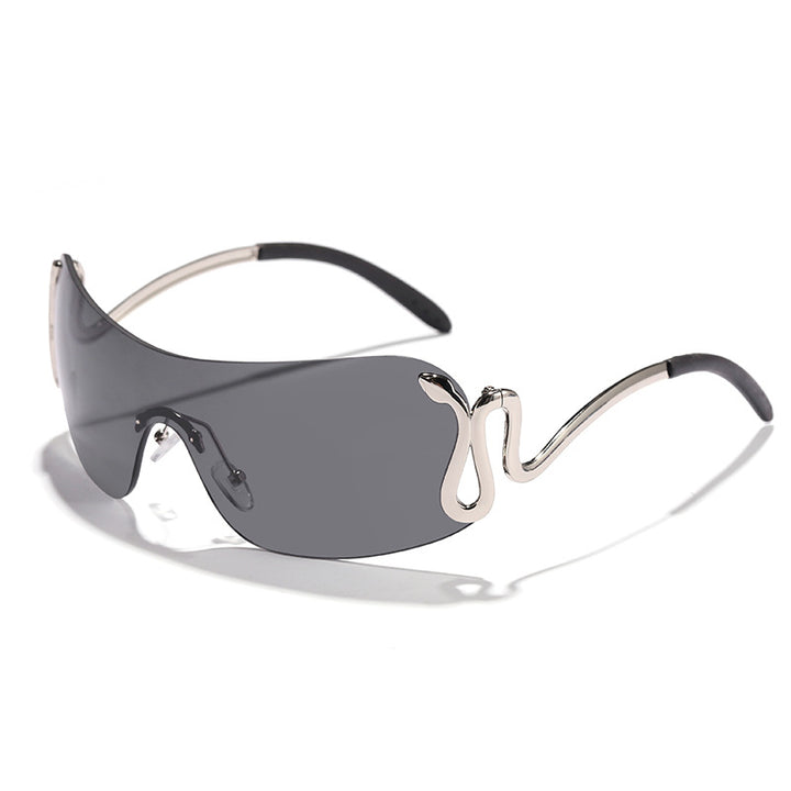 Women's fashionable futuristic sunglasses with curved frame Stornfield