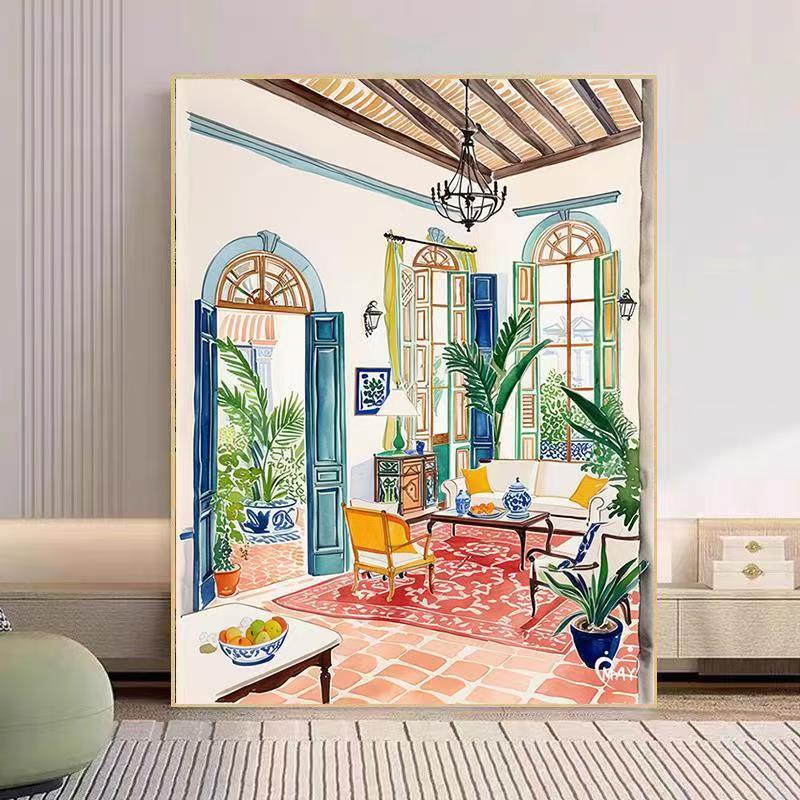 Cozy Living Room Watercolor Art Print Stornfield