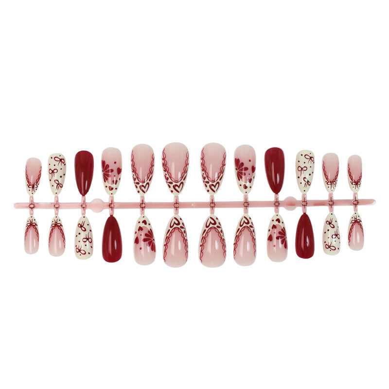 Artificial nail set with creative flower and diamond patterns Stornfield