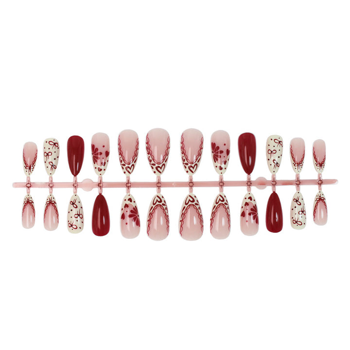 Artificial nail set with creative flower and diamond patterns Stornfield