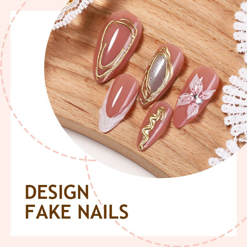 Artificial nail set with elegant flower and glitter elements Stornfield