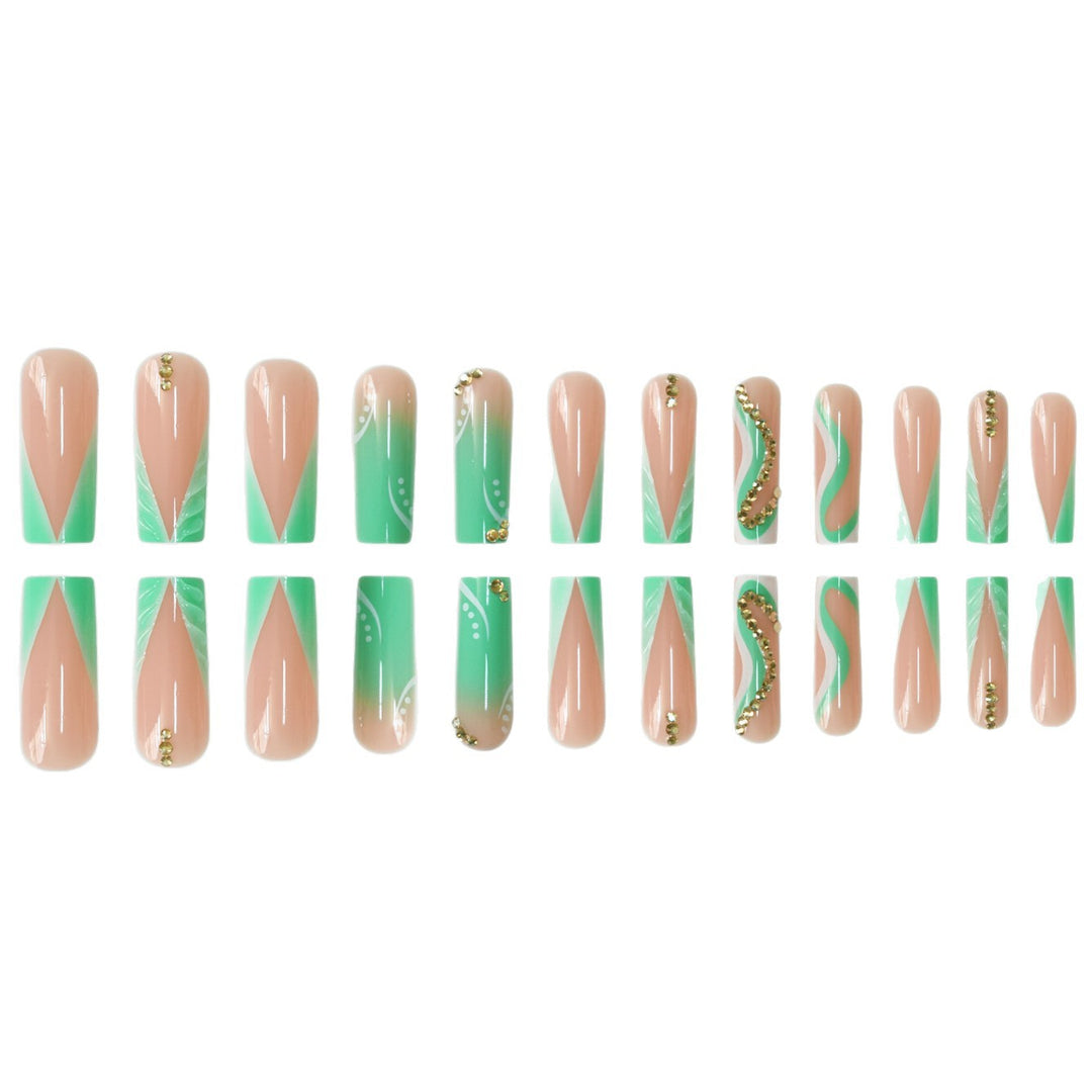 Decorative Press-On Nail Art Set with Rhinestone Accents Stornfield