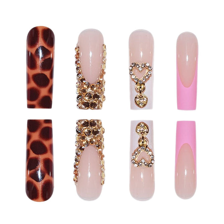 Glamorous Decorative Long Press-On Nails with Metallic Accents Stornfield