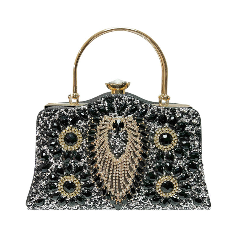 Decorative Crystal-Studded Evening Handbag
