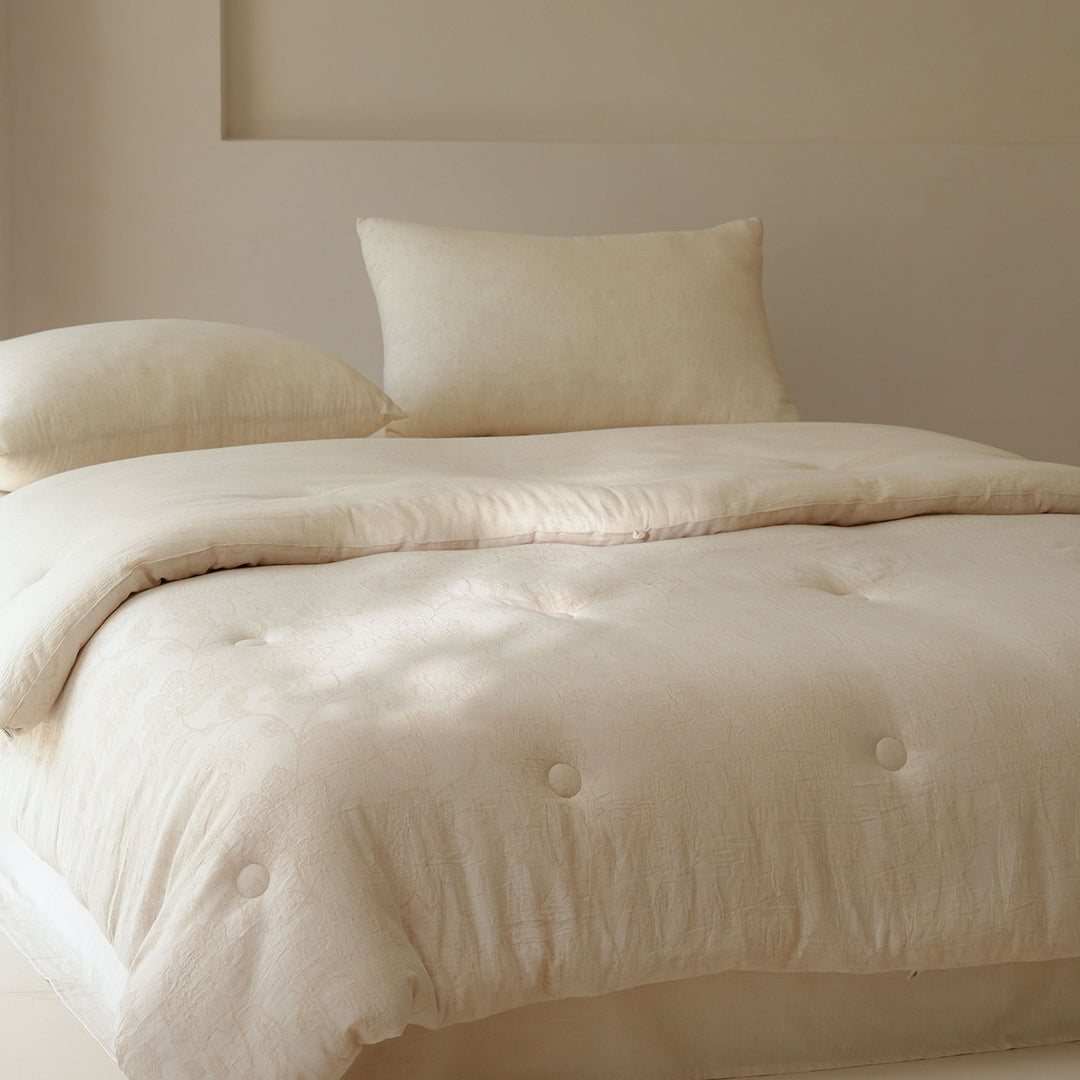 Luxury Washed Linen Pillow and Quilted Bedspread Set