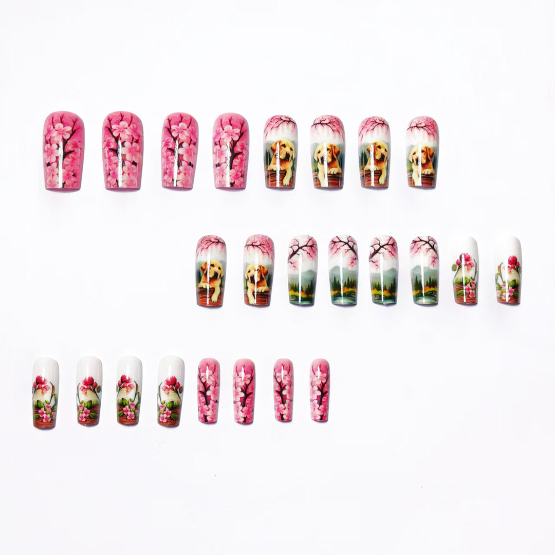 Artificial nails with floral and animal motifs Stornfield