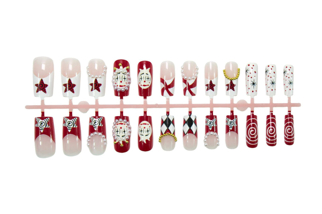 Acrylic nail set with creative horror patterns and glamorous 3D decorations Stornfield