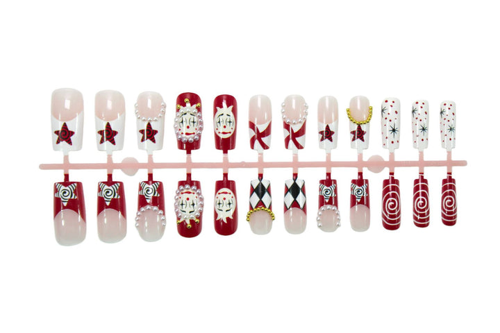 Acrylic nail set with creative horror patterns and glamorous 3D decorations Stornfield