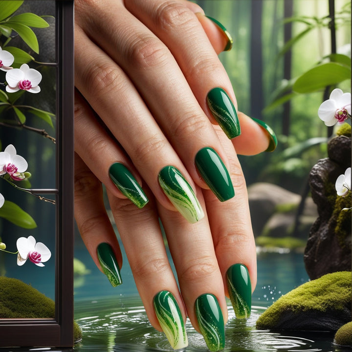 Creative nail art with green design Stornfield