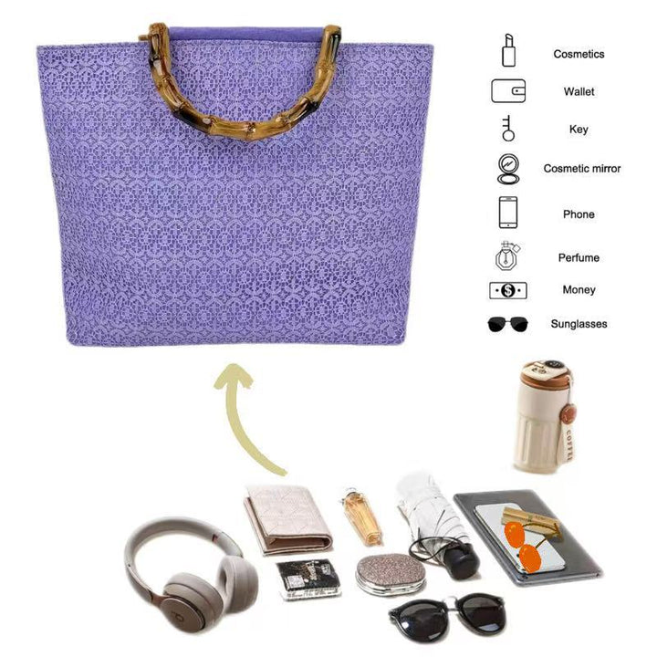 Elegant cotton bag with bamboo handles Stornfield