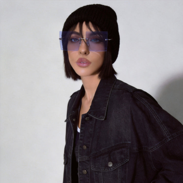 Women's fashion square sunglasses with wide lenses and delicate metal frame Stornfield