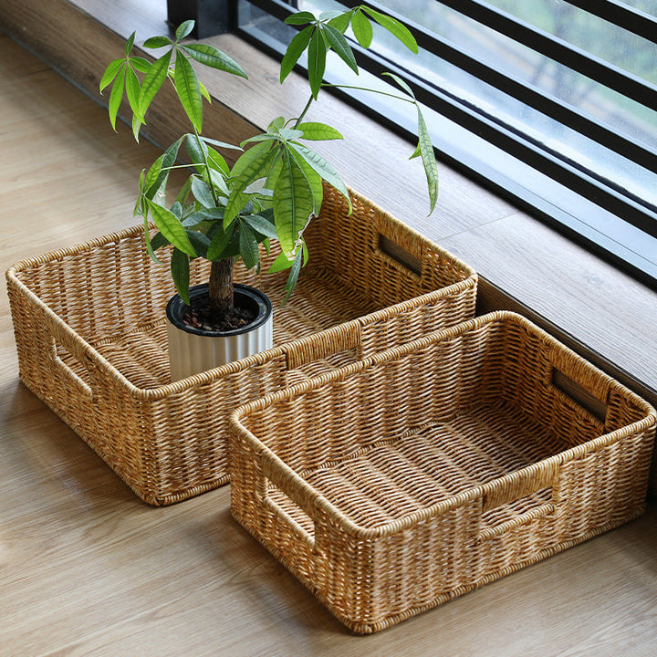 Handcrafted Large Rectangular Wicker Storage Basket Stornfield