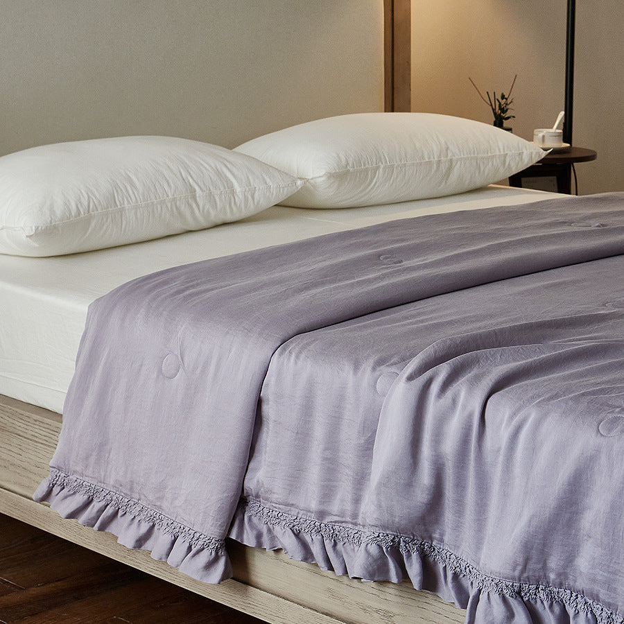 Decorative bed skirt with gathered ruffle and soft cotton blend