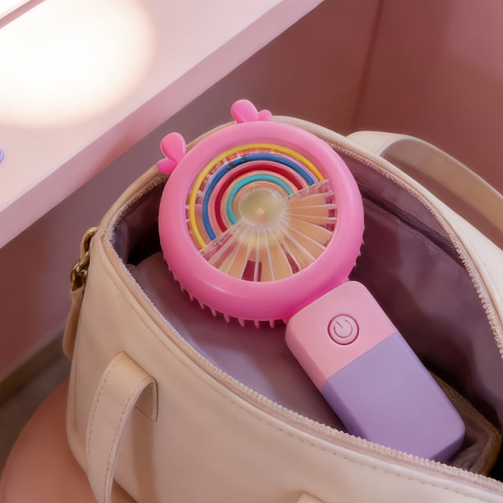 Ladies portable handheld fan with LED lighting and flexible design Stornfield