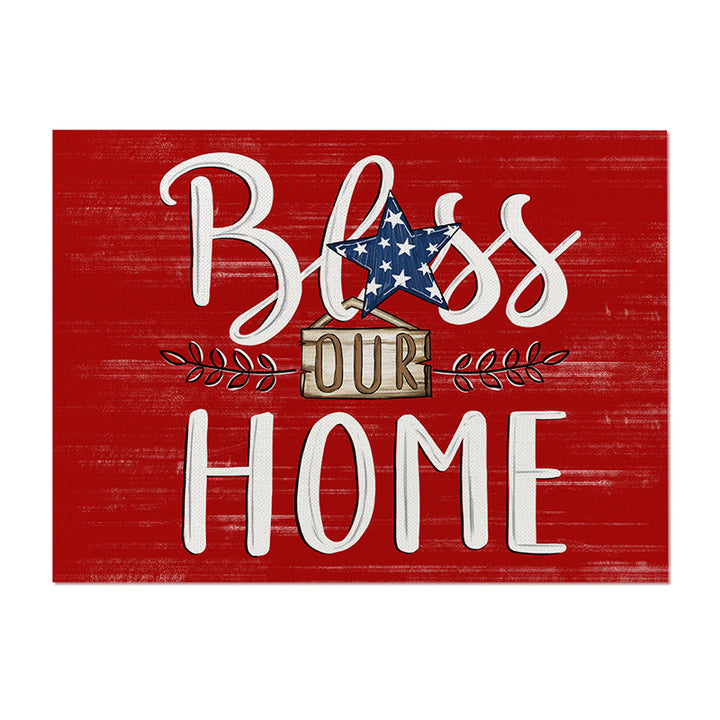 Patriotic Cotton-Linen Table Placemat with Americana Star Print