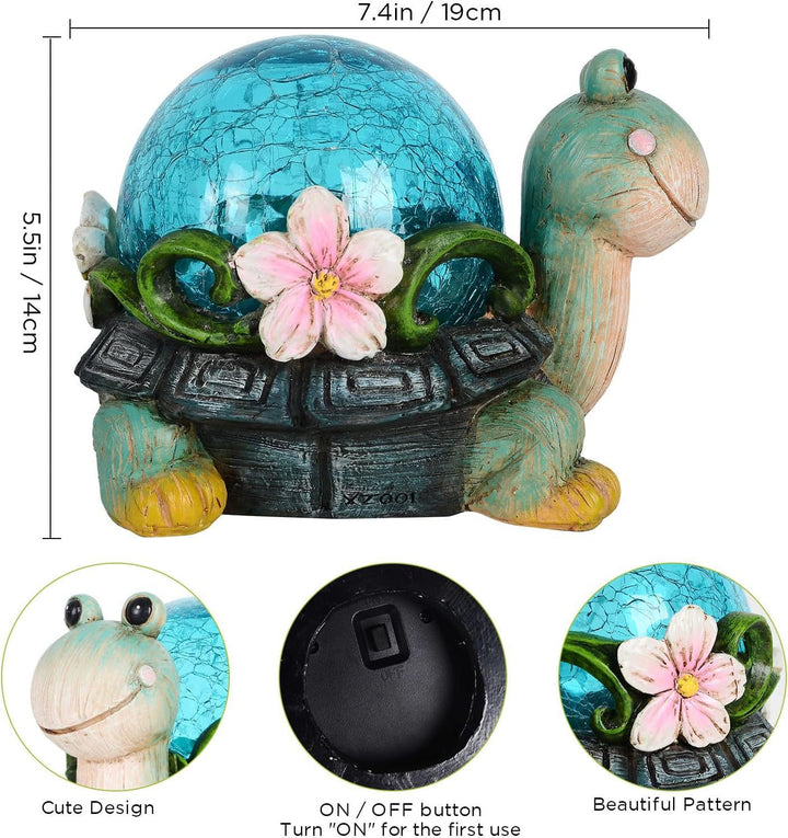 Solar Powered Succulent Turtle Garden Planter Night Light Ornament Stornfield