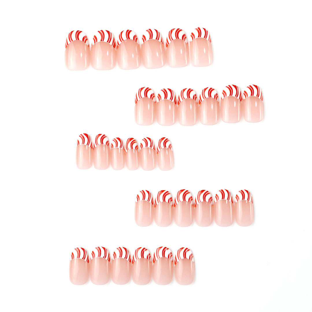Artistic Candy Cane Press-On Nail Art Stornfield