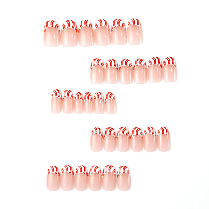Artistic Candy Cane Press-On Nail Art Stornfield