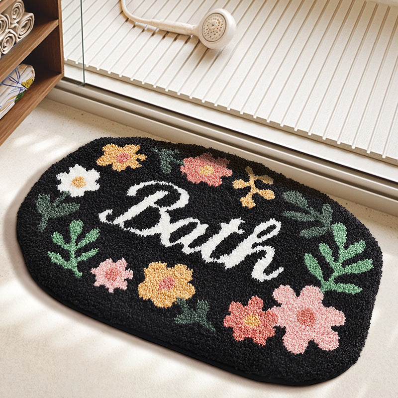 Floral Patterned Bathroom Rug