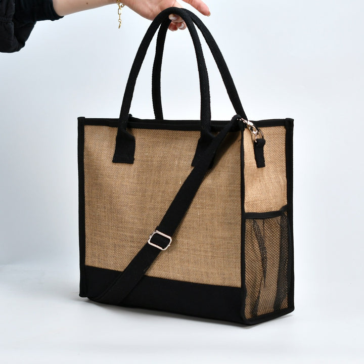 Spacious shopping bag made of sturdy jute with mesh side pockets Stornfield
