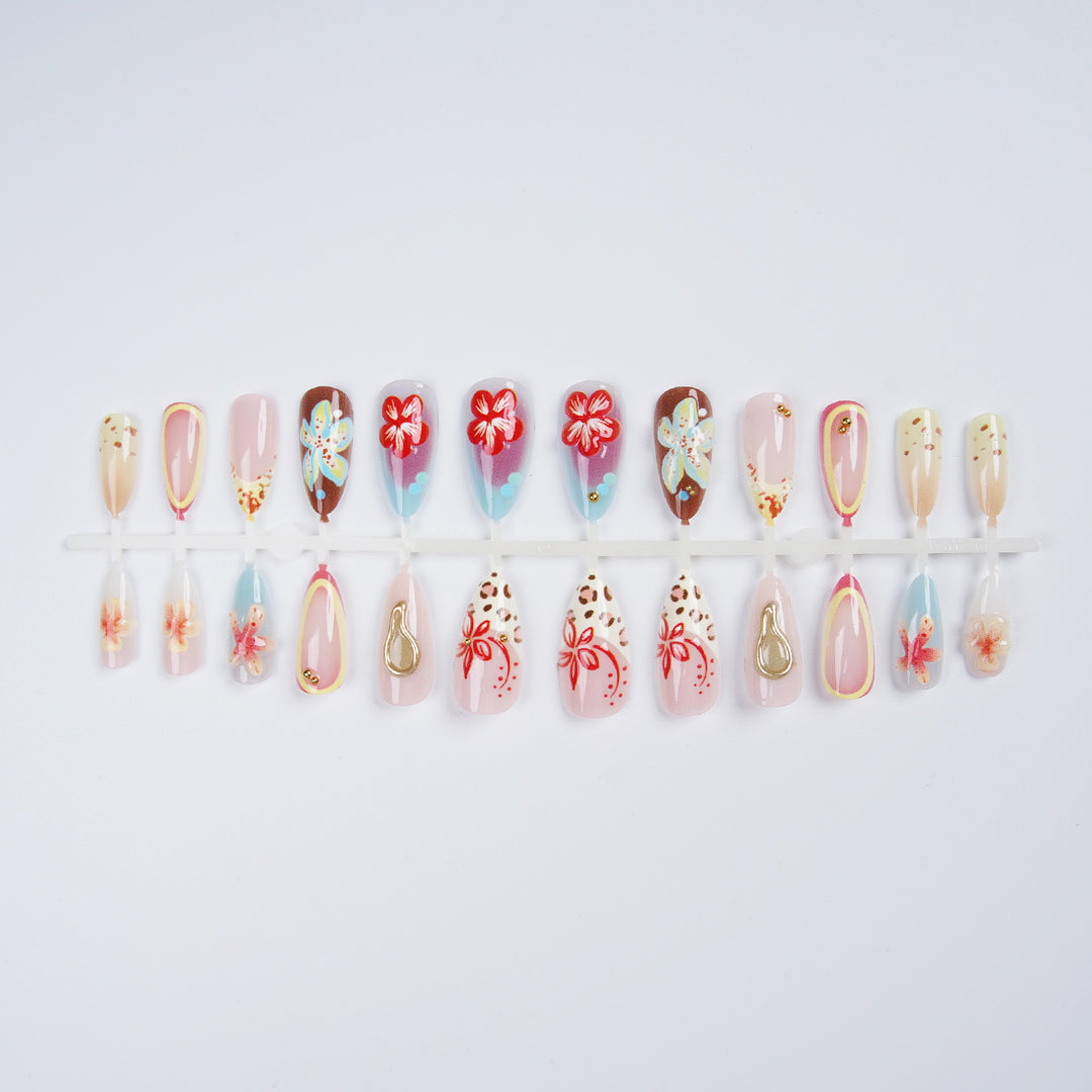 Artificial Nail Set with Floral Accents Stornfield