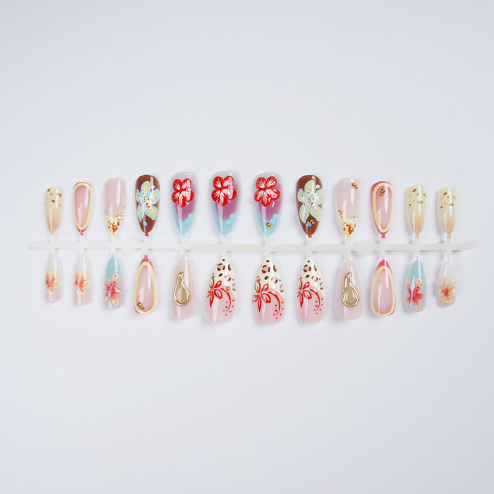 Artificial Nail Set with Floral Accents Stornfield