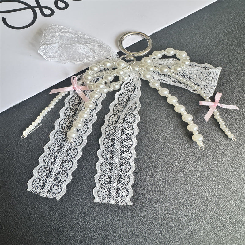 Elegant Lace and Pearl Keychain Stornfield