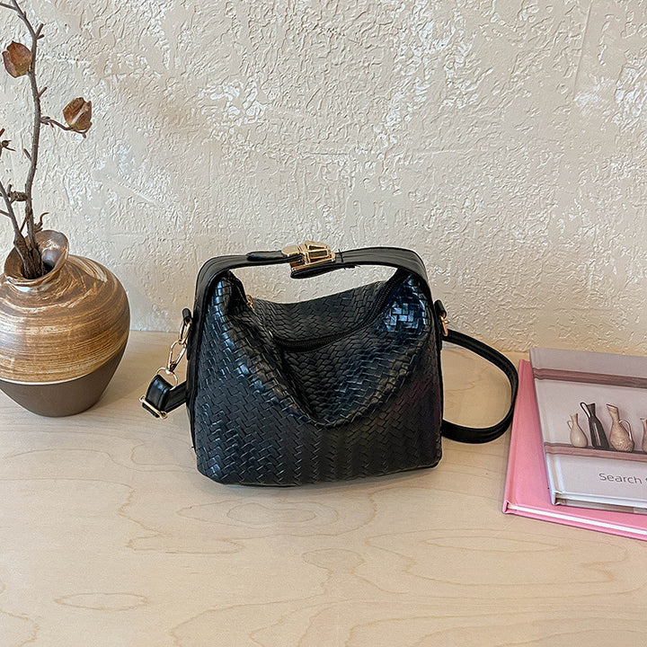 Woven Leather Hobo Handbag