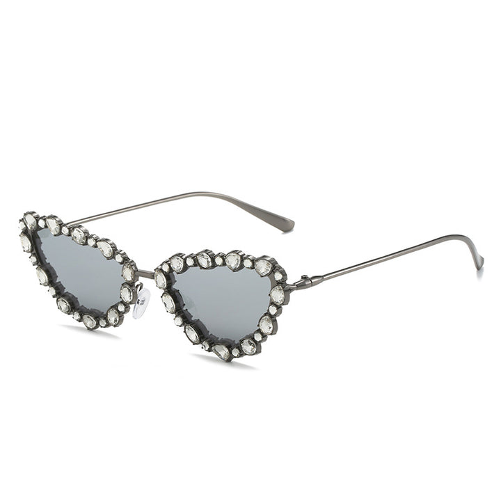 Heart-Shaped Rhinestone-Embellished Sunglasses Stornfield